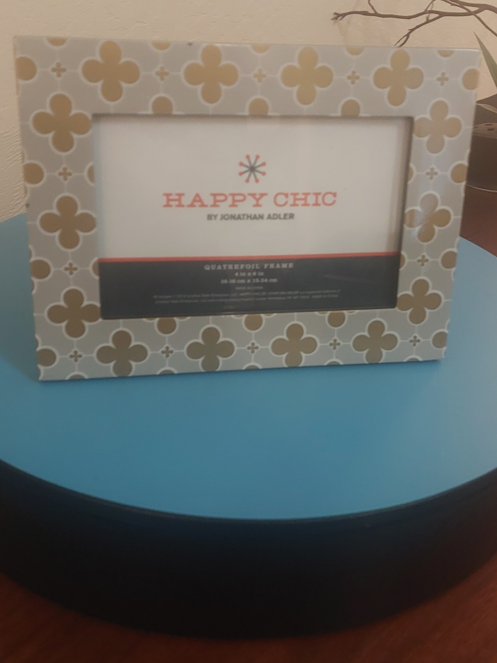 Jonathan Adler Gold and White Quatrefoil Frame